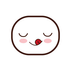 kawaii happy oval face cartoon expression icon. Isolated and flat illustration. Vector graphic