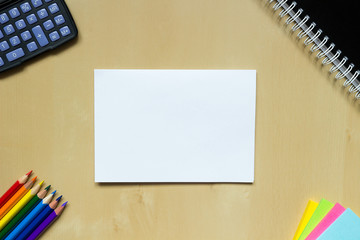 White sheet of paper on the desk