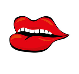 mouth pop art icon vector illustration