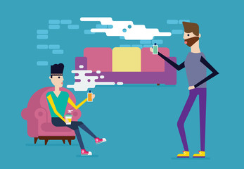 Planets in space vector illustration. Abstract planets icon in flat style. Planets galaxy on dark background. Comets, stars, meteors and other universe symbols. 