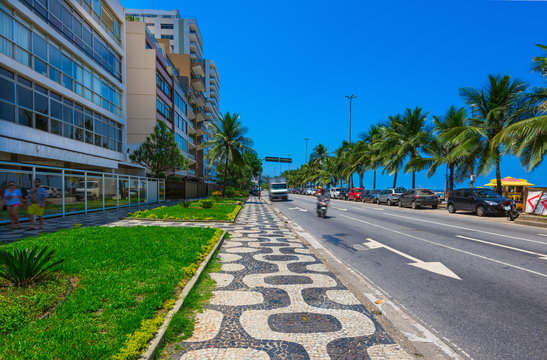 Avenida Vieira Souto and Ipanema beach in Ipanema, Rio de Janeiro. Brazil
