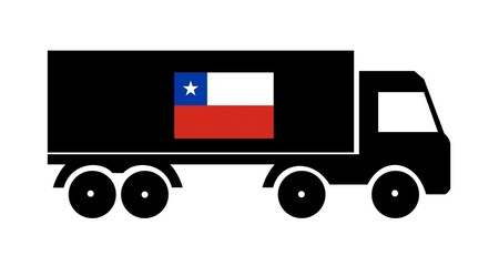 Drapeau du Chili sur un camion de transport