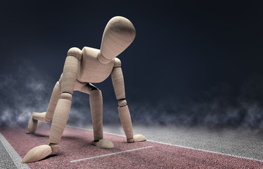 Wooden mannequin in ready to run position. Ideal for the Olimpic Games.