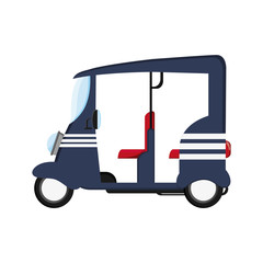 flat design blue rickshaw or tuk tuk icon vector illustration