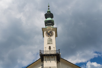 Fototapeta na wymiar Tower of Town Hall in Banska Stiavnica, Slovakia