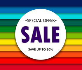 Super Sale banner. Sale background. Big sale. Sale tag. Sale poster. Sale vector. Super Sale and special offer. 50% off. Vector illustration.