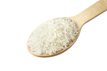 Basmati rice in a wooden spoon