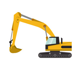 flat design industrial backhoe icon vector illustration