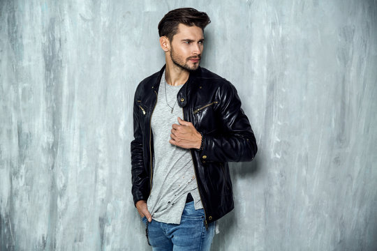 Photo Of Handsome Man In Black Leather Jacket