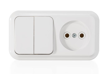 European wall outlet with switches