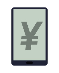 Obraz premium flat design yen symbol on cellphone screen icon vector illustration