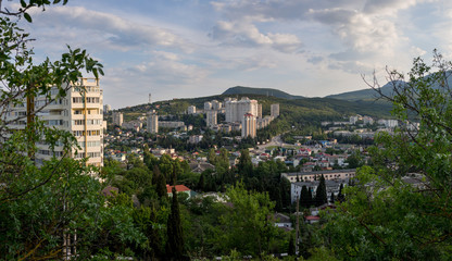 View of the buildings and houses of the city of Alushta