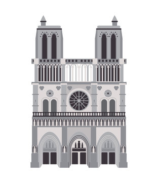 flat design notre dame de paris icon vector illustration