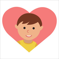 Vector drawing of icon little boy in the heart