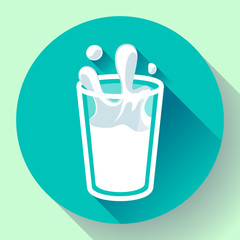 glass of milk splash vector icon flat style