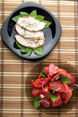 Top view of the table with a home-cooked meal