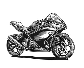 Obraz premium Motorcycle. Vector engraved illustration