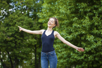 Closeup portrait of a happy young woman smiling