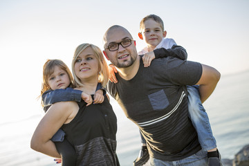 Family having great time ocean