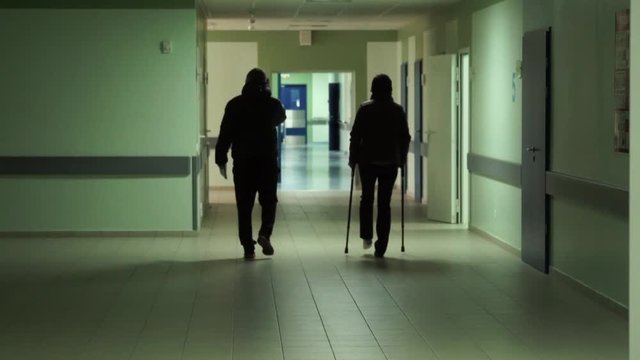 Woman with a broken leg in hospital