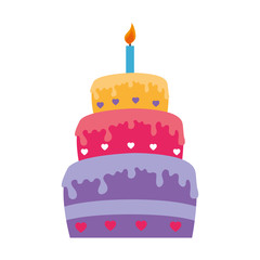 happy birthday cake isolated icon flat design
