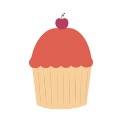 delicious cupcake dessert isolated icon flat design