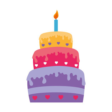 happy birthday cake isolated icon flat design