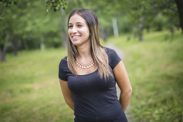 Fototapeta premium happy young woman in the forest