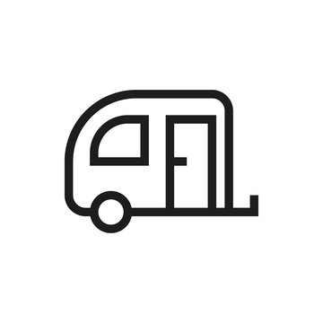 camping trailer vector icon on white background