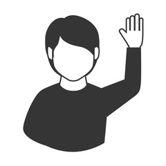 man guy hand up asking question participation  vector graphic isolated and flat illustration