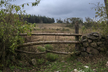 ancient gate to a field