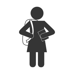 woman student education backpack book school academic university vector graphic isolated and flat illustration