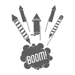 firework boom bubble celebration explosion icon. Isolated and silhouette illustration. Black and White colored. Vector graphic