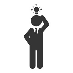 man idea bulb head business suit silhouette executive person tie vector graphic isolated and flat illustration