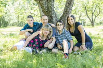 Fototapeta premium family on forest having great time