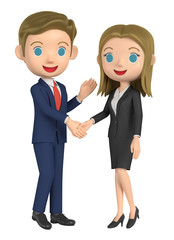 Fototapeta premium 3D illustration character - The businessmen who shake hands.