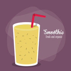 smoothie yellow juice glass drink healthy icon. Colorfull and flat illustration. Vector graphic