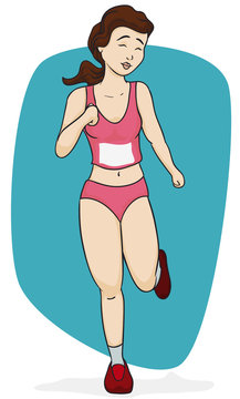 running woman pink outfit blue background clip art preview