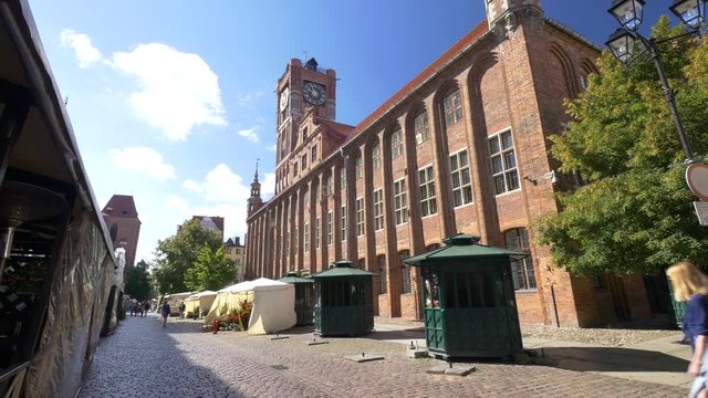 Old town - Torun. UHD footage. People on the streets of old town in Torun. August, 2016