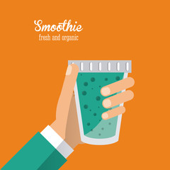 smoothie hand juice glass drink healthy icon. Colorfull and flat illustration. Vector graphic