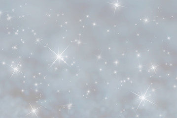 Silver Christmas Colored Background With Blue, Copy Space, Stars