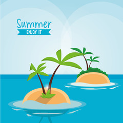 palm tree beach summer holiday vacation icon. Colorfull and flat illustration. Vector graphic