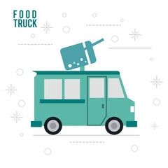 Obraz premium ice cream truck fast food delivery transportation creative icon. Colorfull illustration. Vector graphic