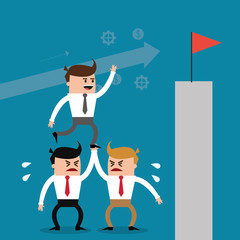 Businessman flag man male cartoon business icon. Colorfull and flat illustration. Vector graphic