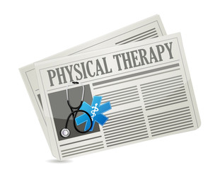 physical therapy medical symbol and newspaper