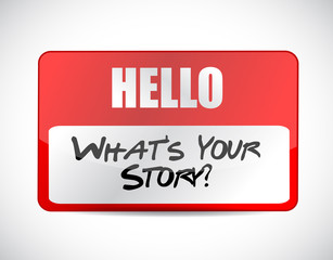 whats your story name tag sign concept