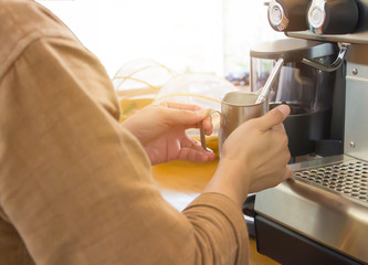 Barista Cafe Making Coffee Preparation Service Concept.