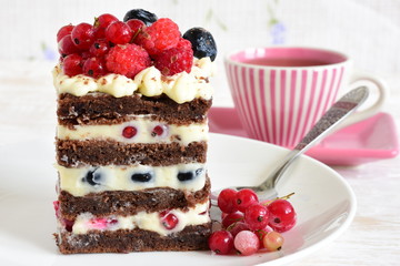 homemade cake with berries