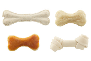 set of dog bones isolated on white background