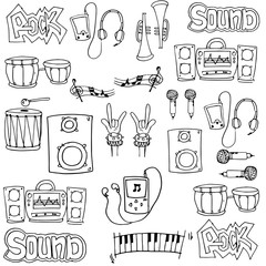 Doodle of hand draw music stock collection